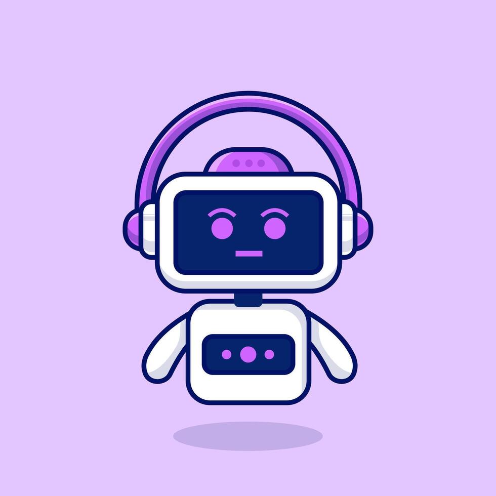 illustration graphic of cute purple robot vector