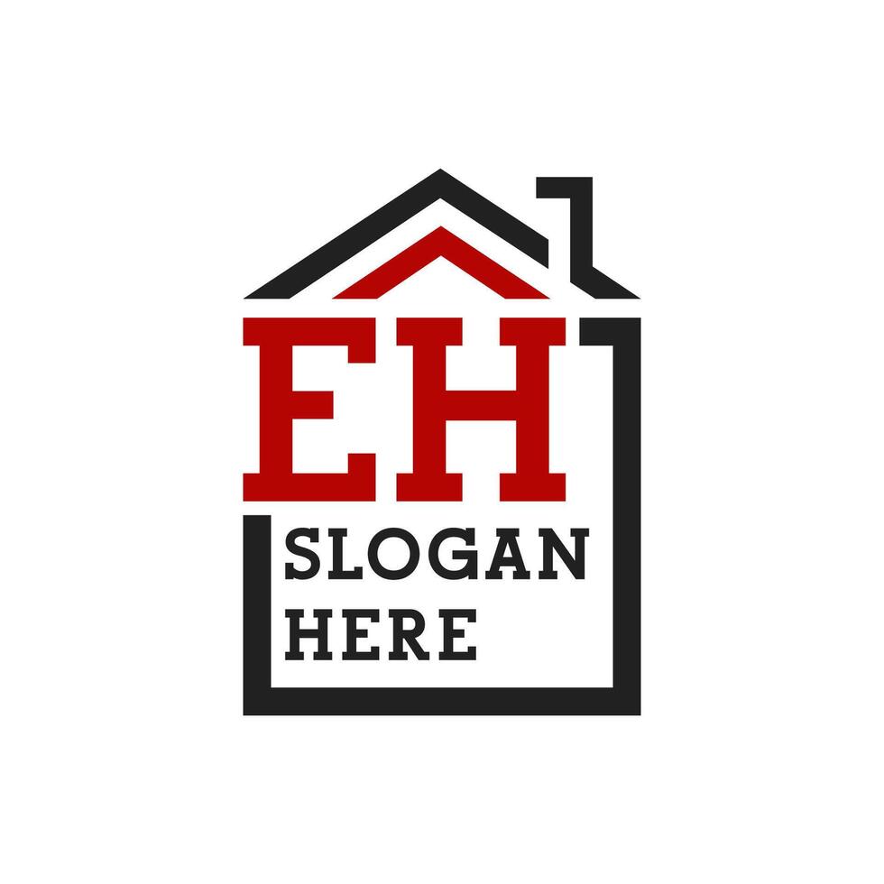 Initial EH house logo for Roofing. Letter EH Real Estate Logo vector