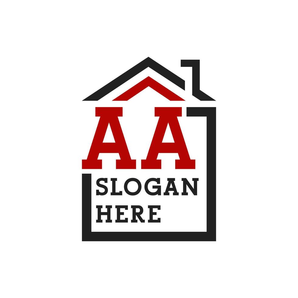 Initial AA house logo for Roofing. Letter AA Real Estate Logo vector