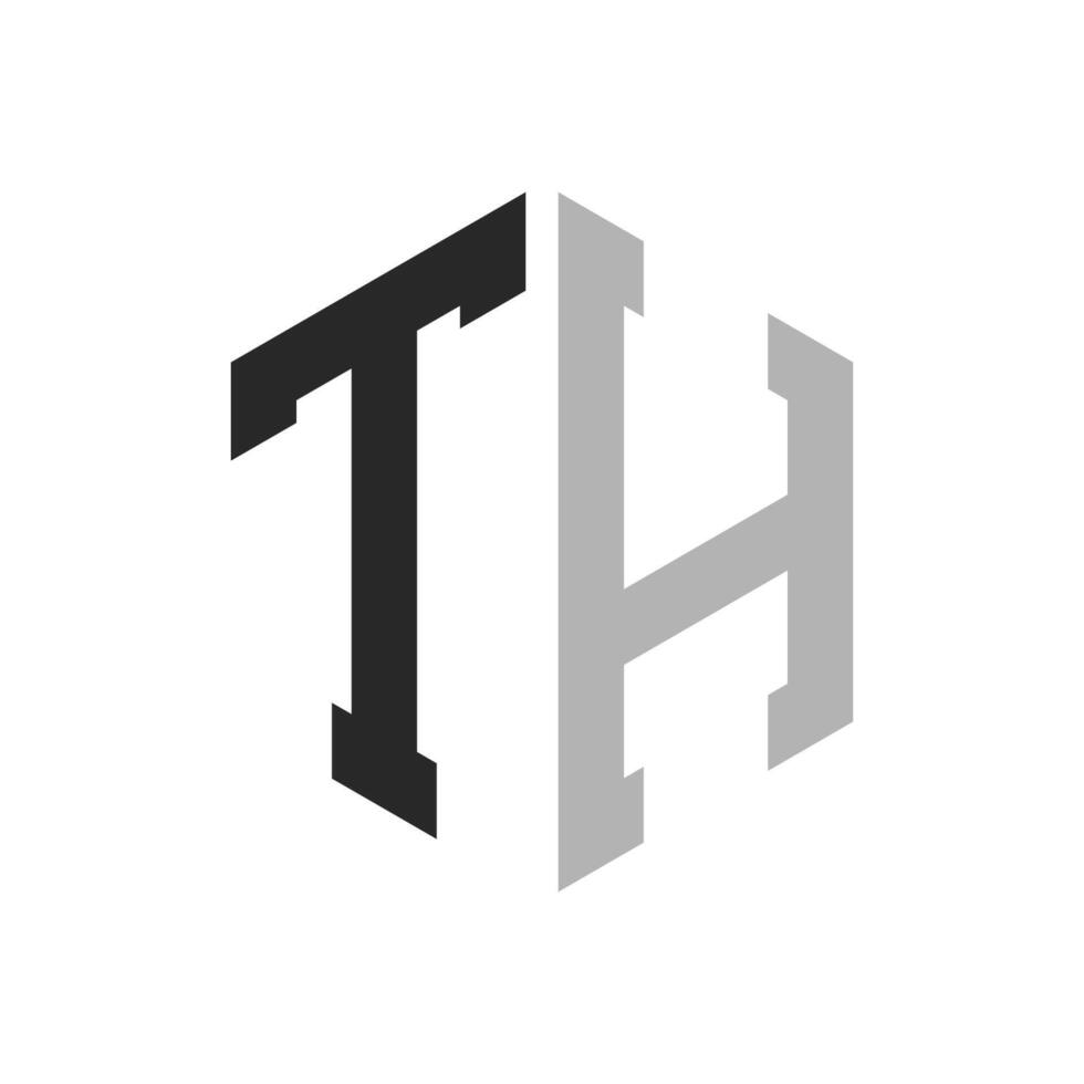 Modern Unique Hexagon Letter TH Logo Design Template. Elegant initial TH Letter Logo Concept vector