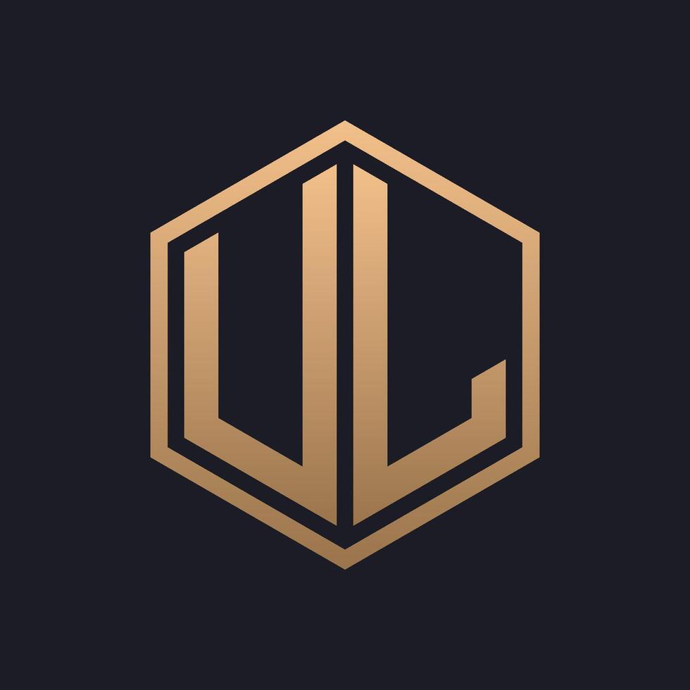 Elegant Hexagon Letter UL Logo Design. Initial Luxurious UL Logo Template vector