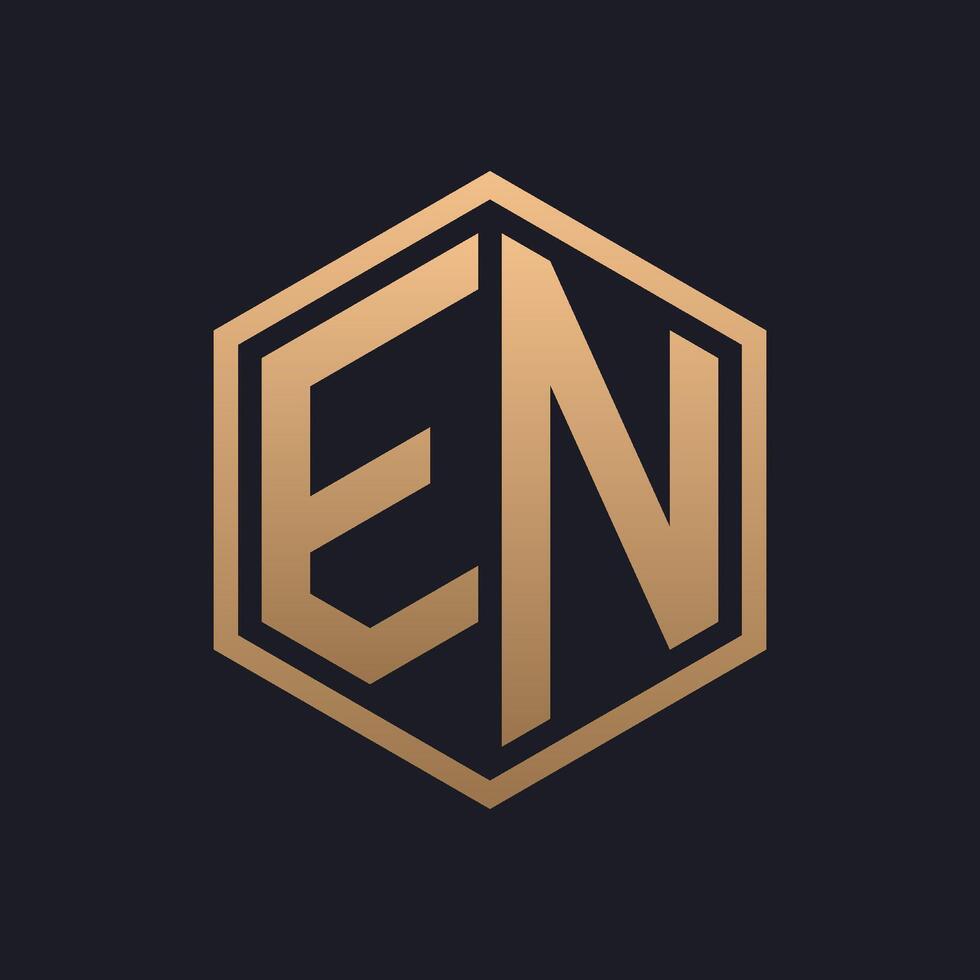 Elegant Hexagon Letter EN Logo Design. Initial Luxurious EN Logo Template vector