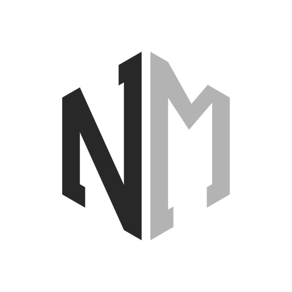 Modern Unique Hexagon Letter NM Logo Design Template. Elegant initial NM Letter Logo Concept vector