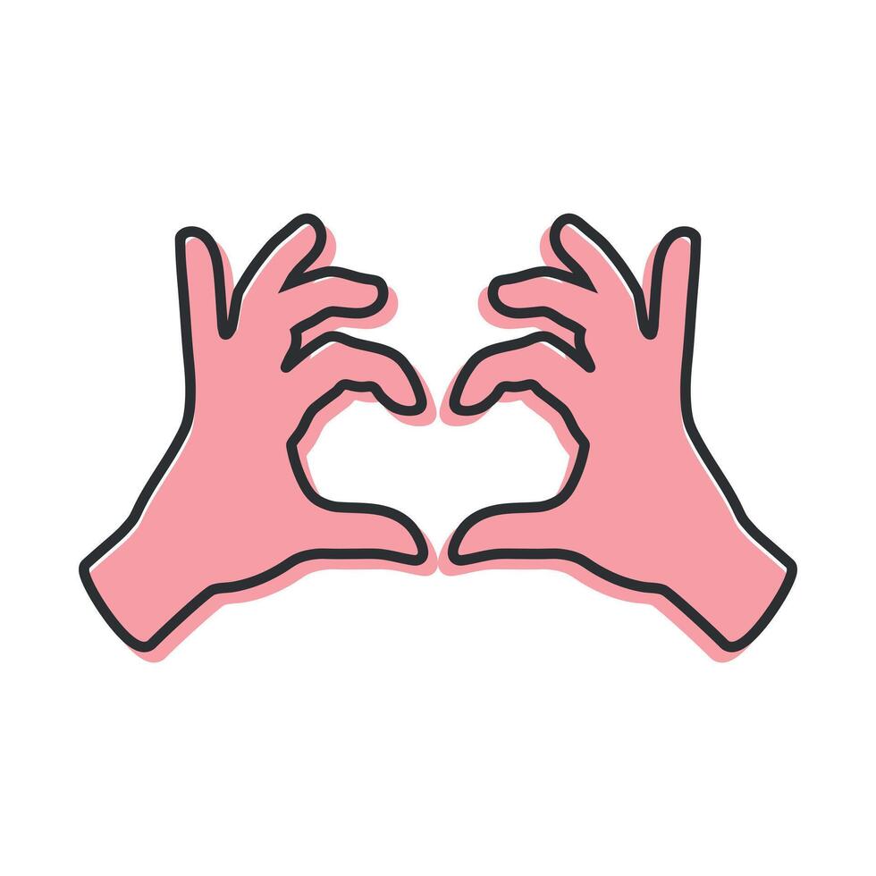 Hands outline making heart sign. Heart gesture vector