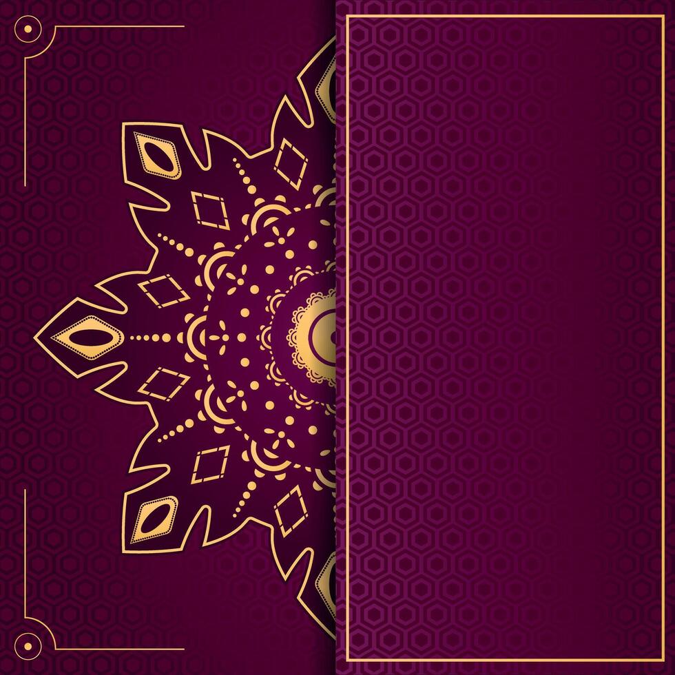Luxury mandala red gradient background with blank space for text. Template for design in red and golden colors vector