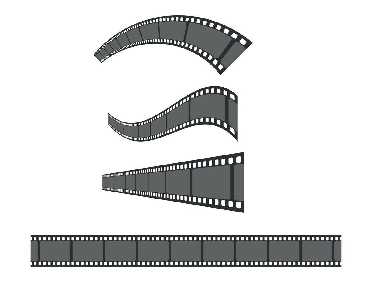 Film strip, ribbon shapes set. Film tape of various shapes vector