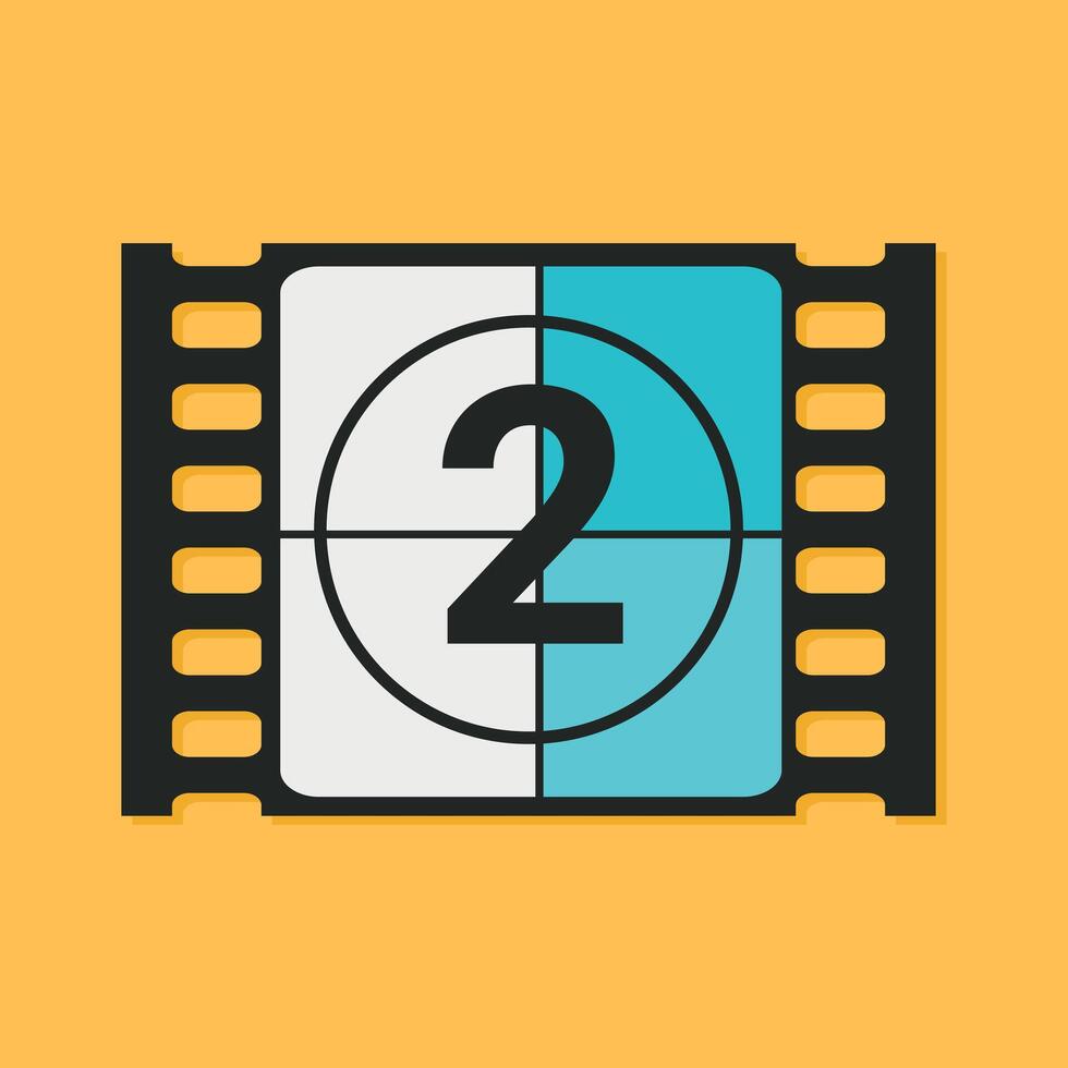 Cinema movie screen countdown icon. Retro cinema movie timer counter vector