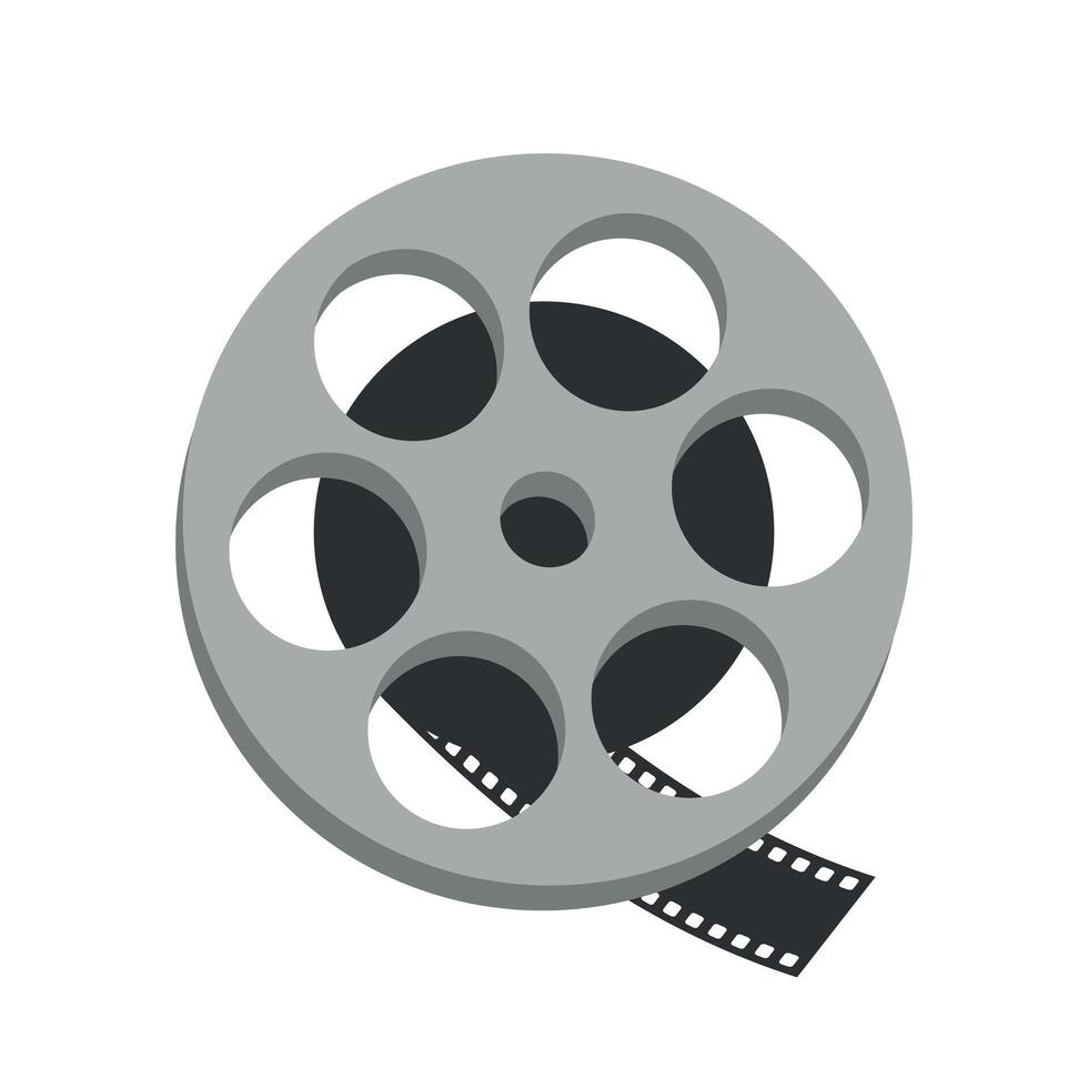Film reel with ribbon icon on isolated on white background. Filmmaking equipment icon. Cinema symbol vector