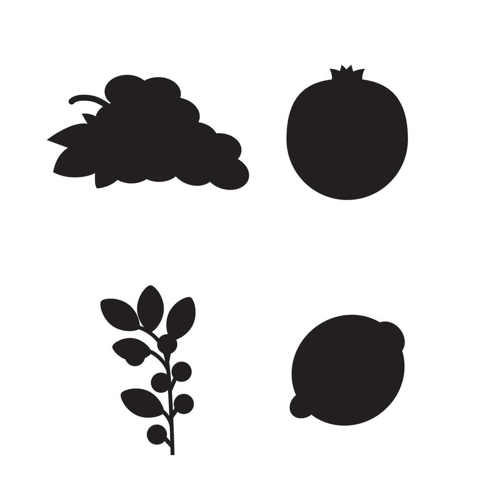 new fruit silhouette bundle vector
