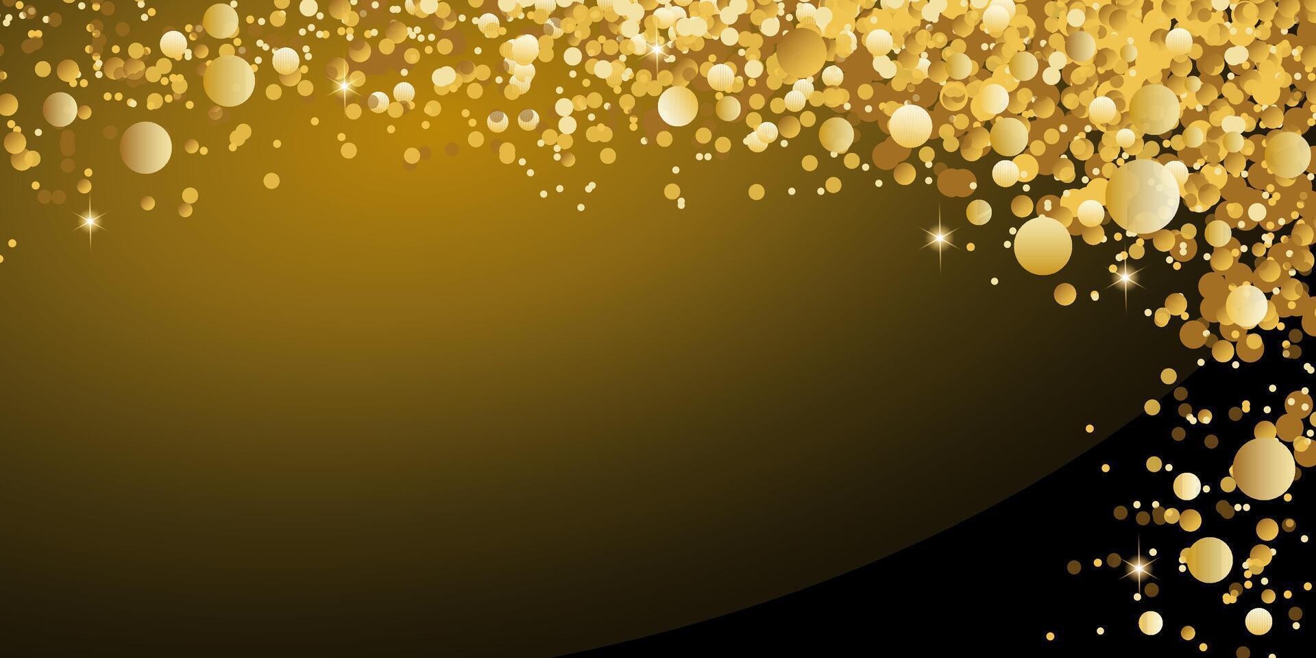 Festive black background with gold sequins and confetti for Christmas celebration vector