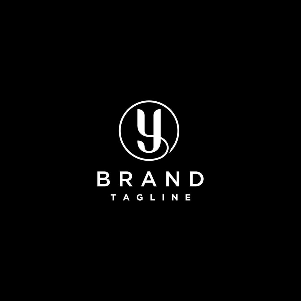 Logo Design Monogram Letter y Inside Circle. Minimalist Letter y Circle Line logo Design. vector