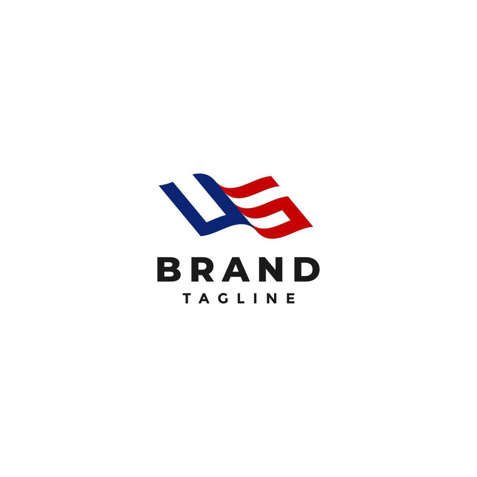 Simple Wavy US Initial Letter Logo Design. Initial US Letter Shaped Waving Flag Logo Design. vector