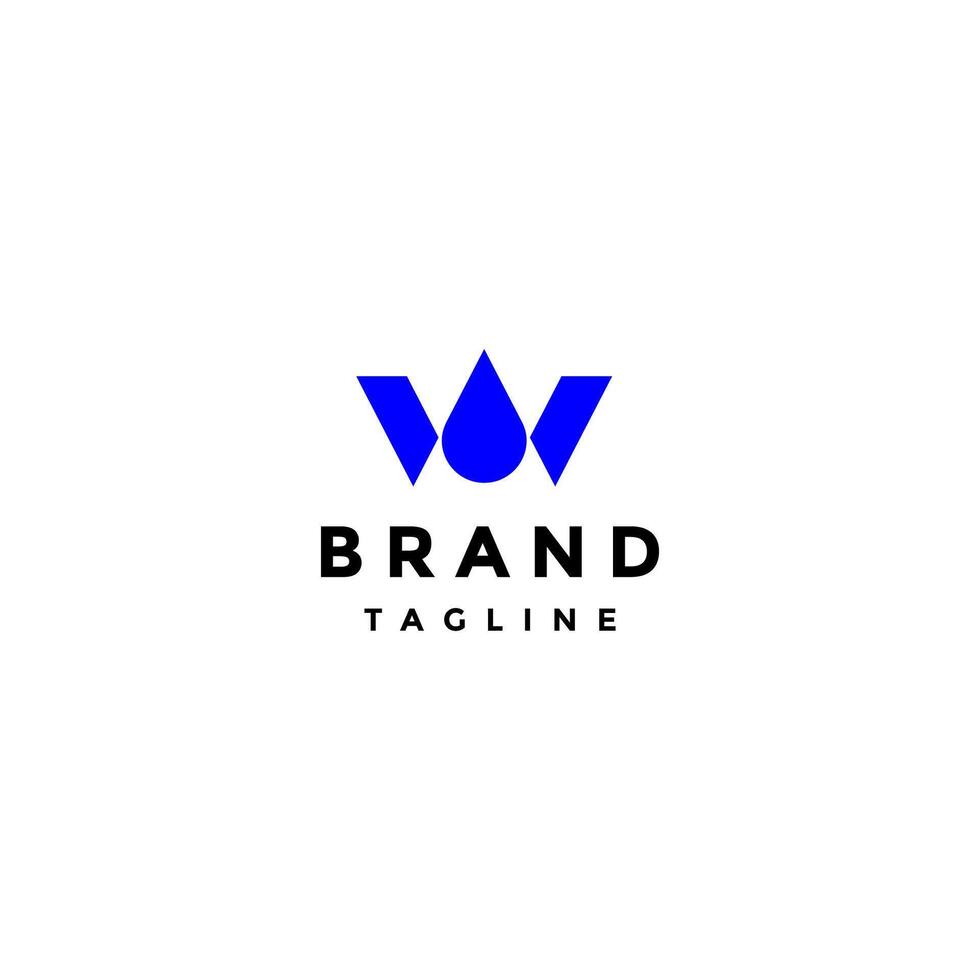 Simple Water Initial W Letter Logo Design. Water Icon On Initial Letter W Logo Design. vector