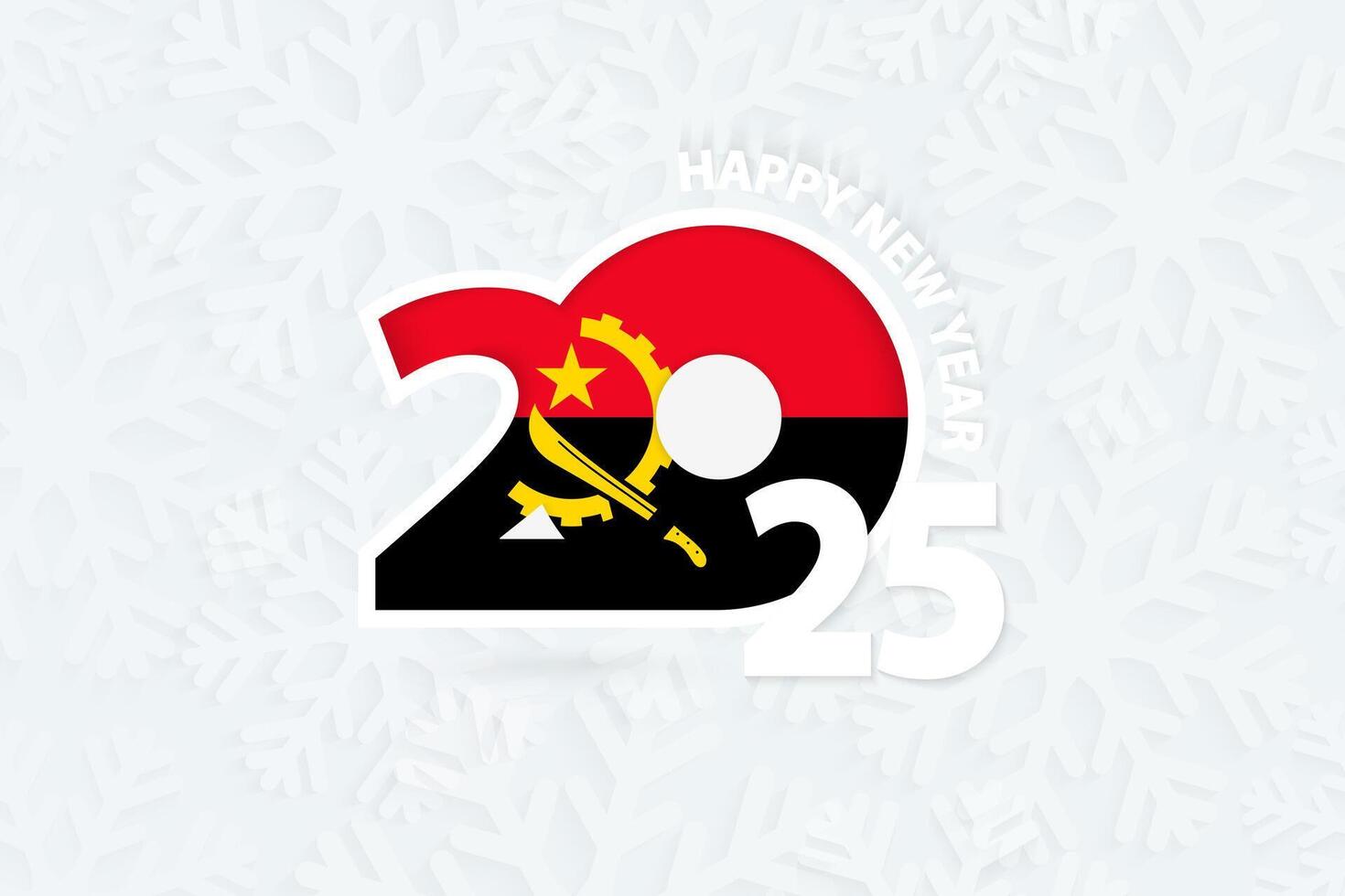 New Year 2025 for Angola on snowflake background. vector