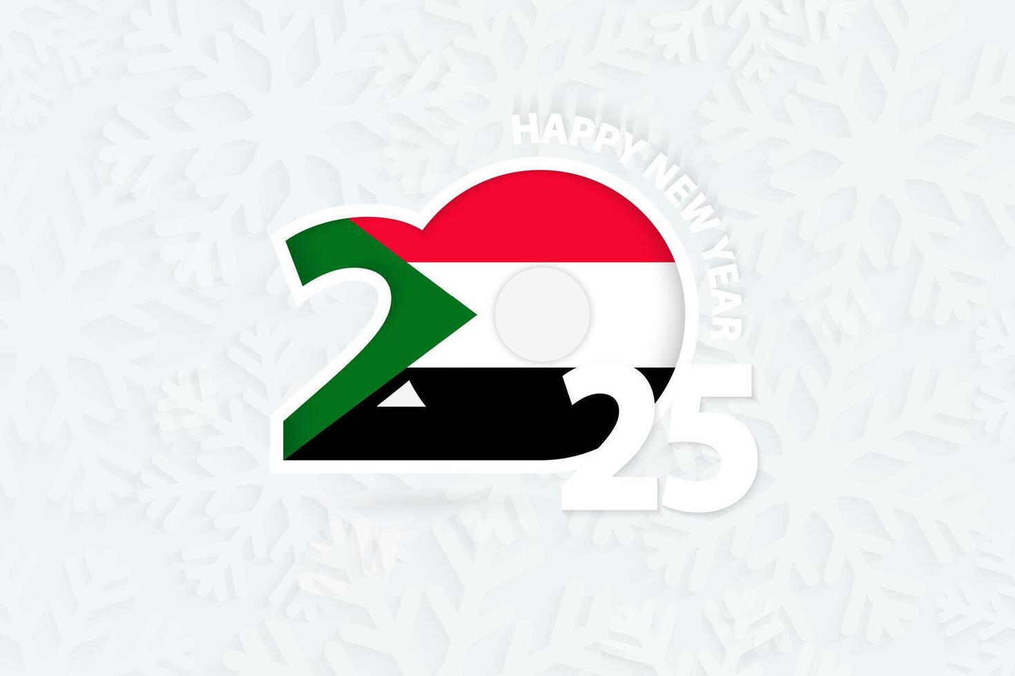 New Year 2025 for Sudan on snowflake background. vector