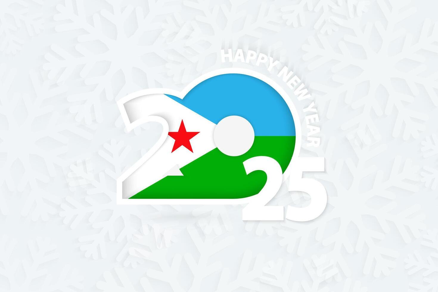 New Year 2025 for Djibouti on snowflake background. vector