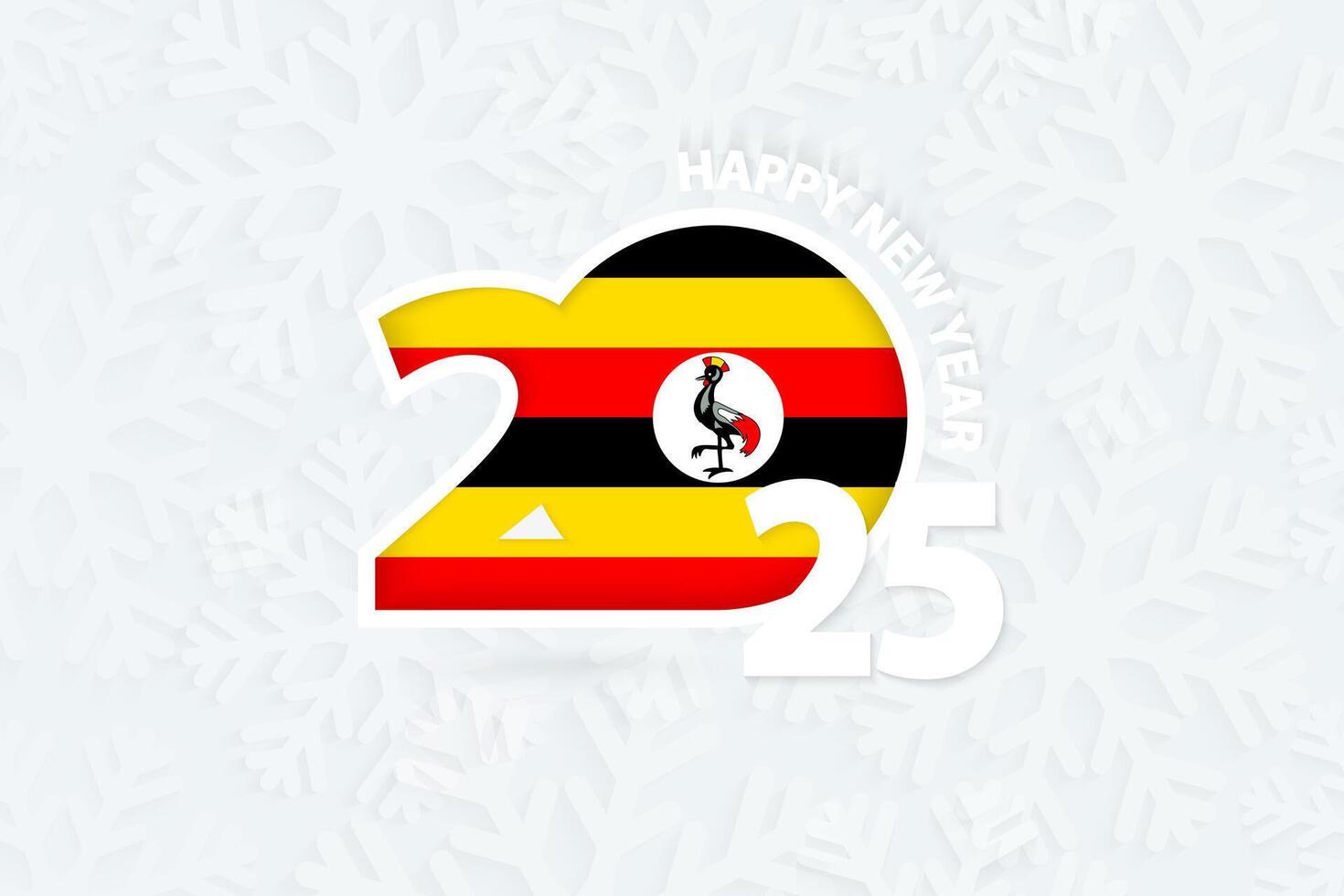 New Year 2025 for Uganda on snowflake background. vector