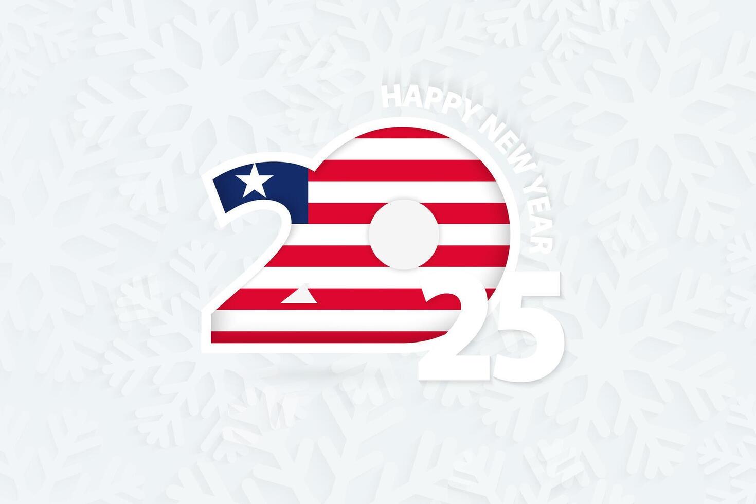 New Year 2025 for Liberia on snowflake background. vector
