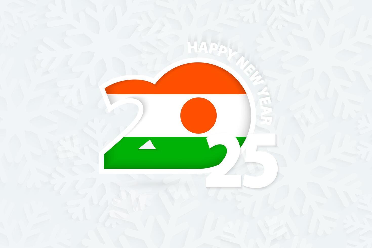 New Year 2025 for Niger on snowflake background. vector
