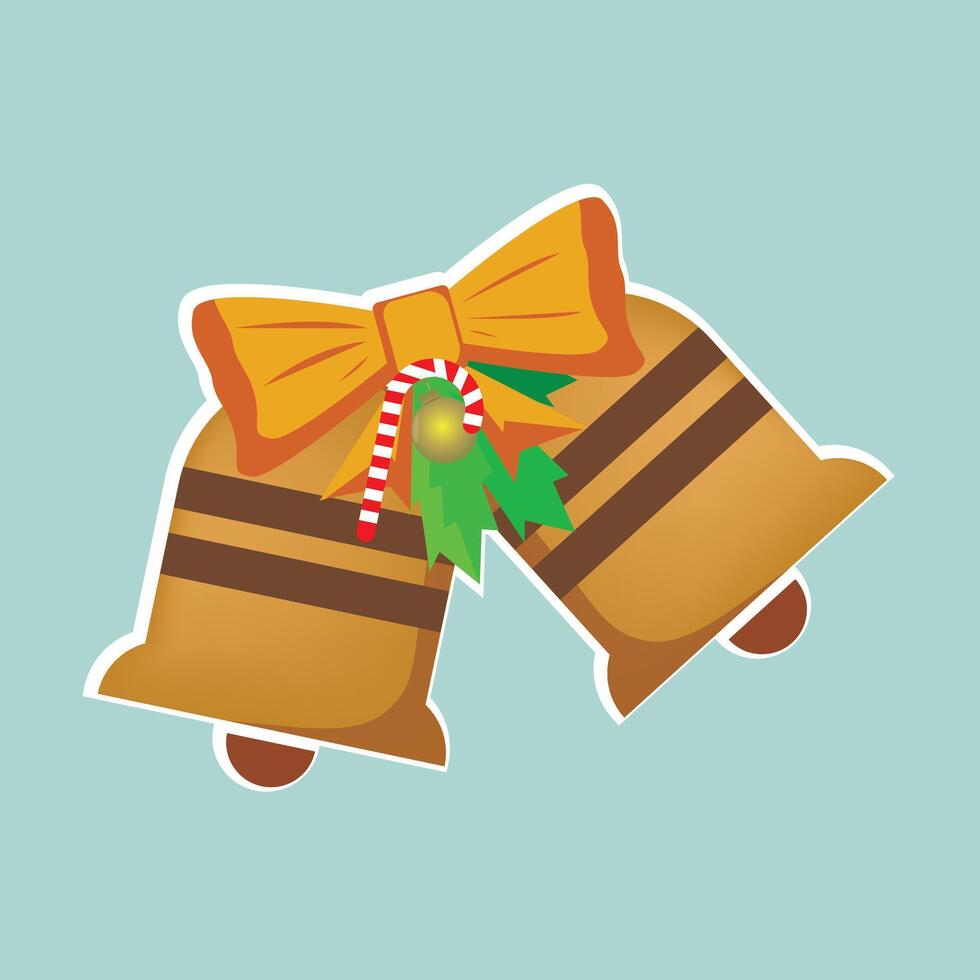 Christmas bell illustration with ribbon and Christmas ornaments vector