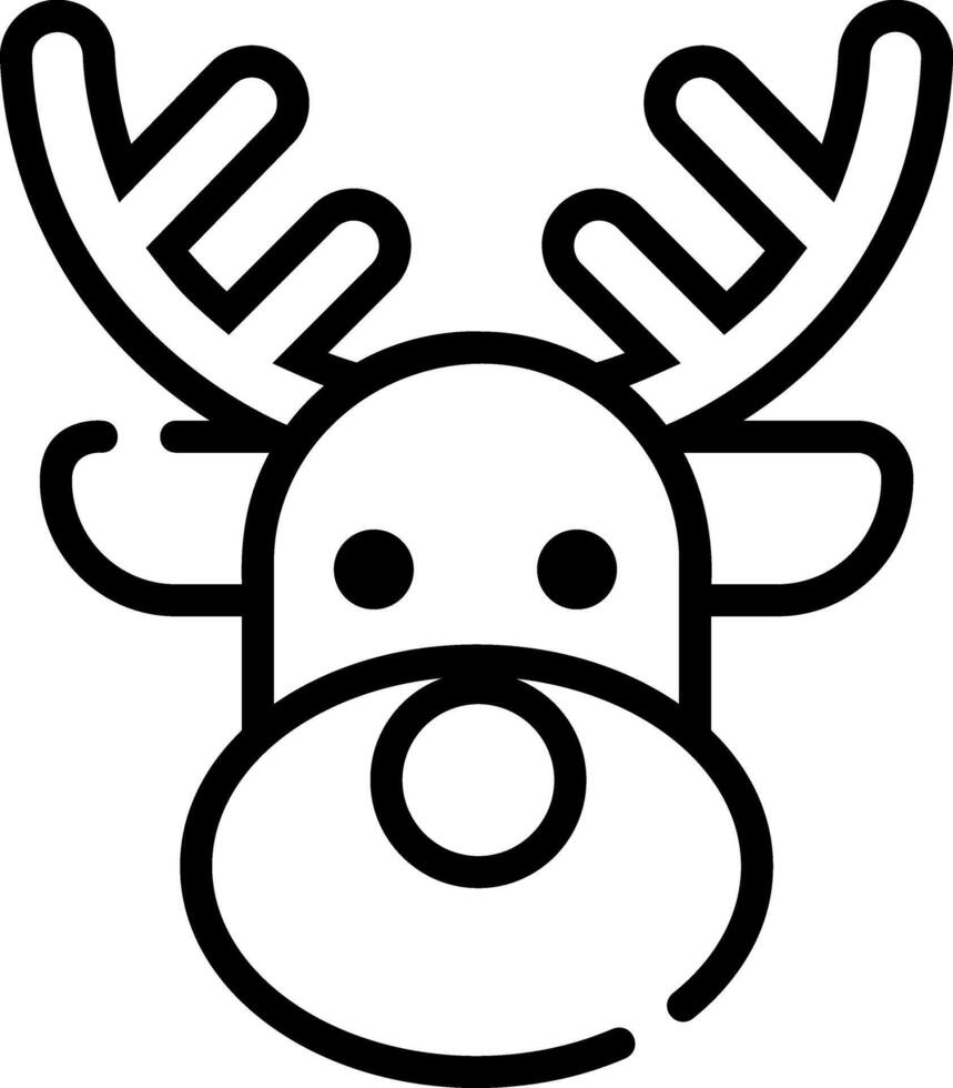 Reindeer Face Outline Icon - Minimal Holiday Reindeer Design vector