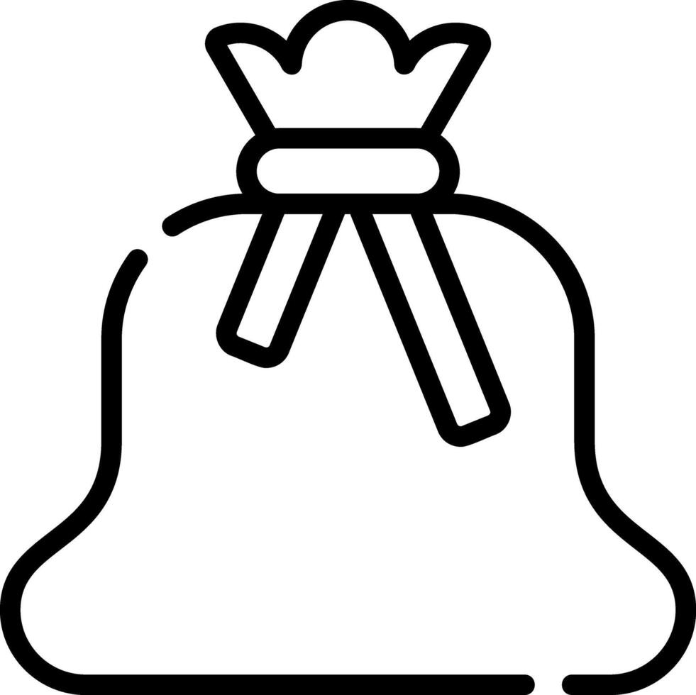 Santa Gift Bag Outline Icon - Minimal Holiday Bag Design vector