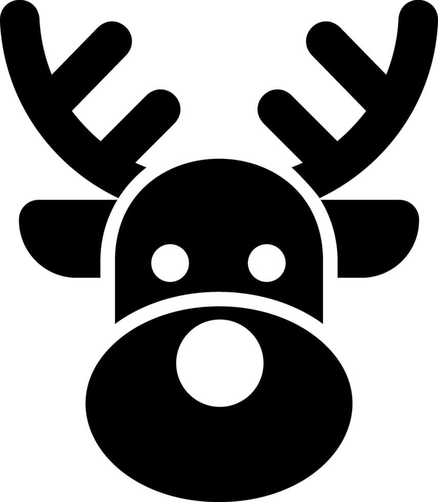 Reindeer Face Solid Icon - Festive Christmas Holiday Decoration vector