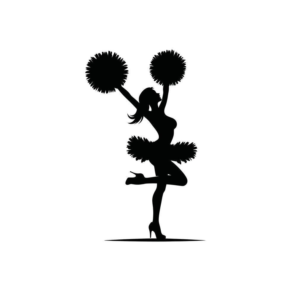 Female Cheerleader in Action Holding Pom Poms with Excitement vector