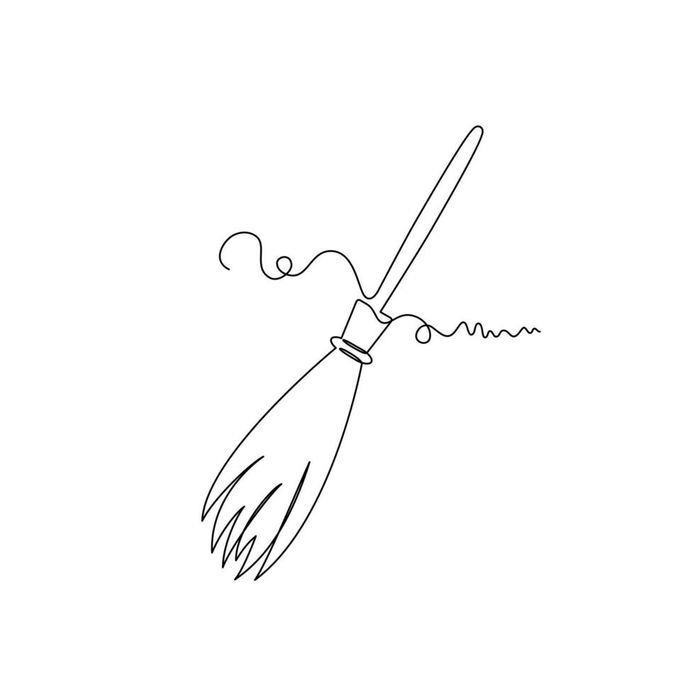 illustration of broom one continuous line art. line, simple, hand drawn and sketch style. for icon, symbol, sign or logo vector