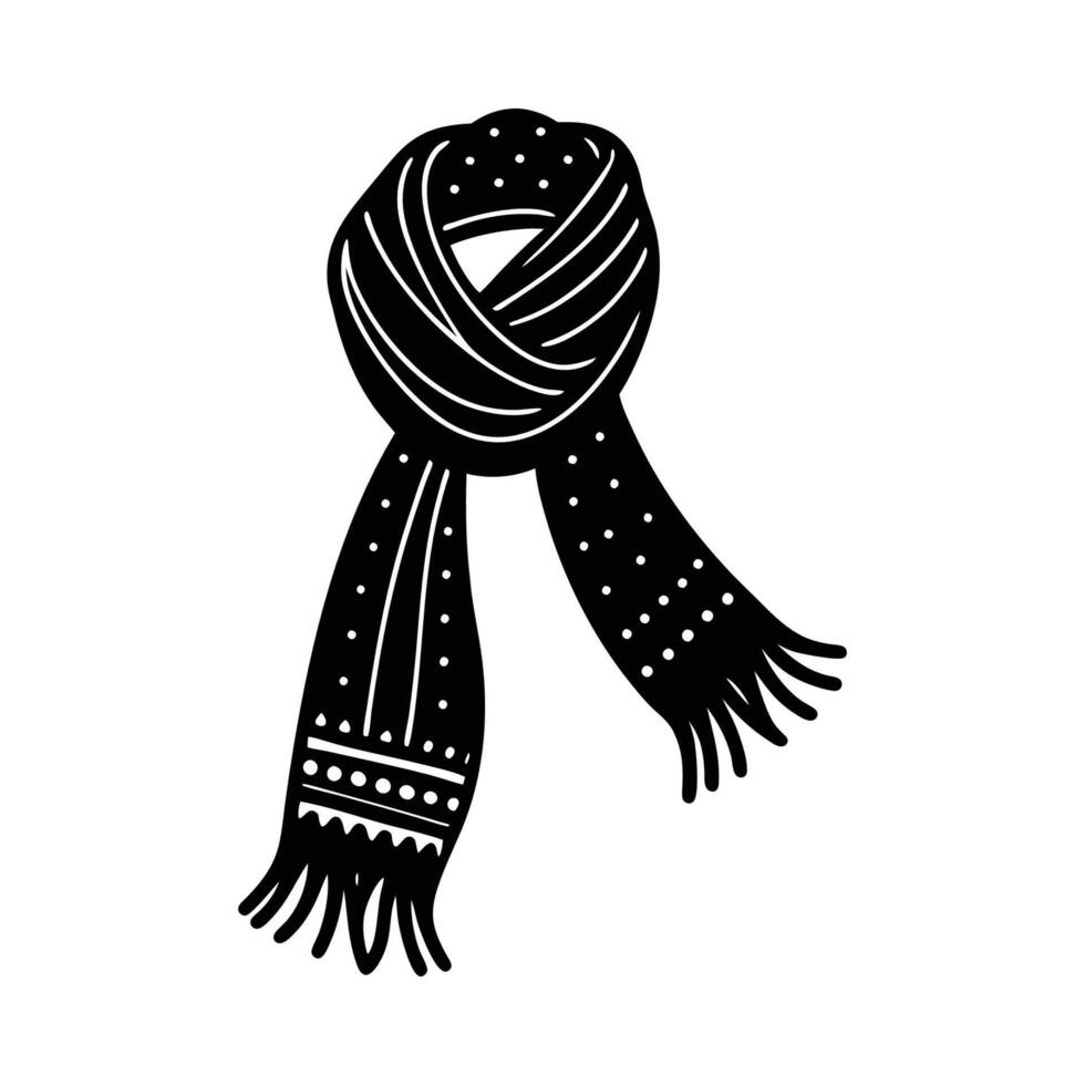 A black and white illustration of a scarf vector