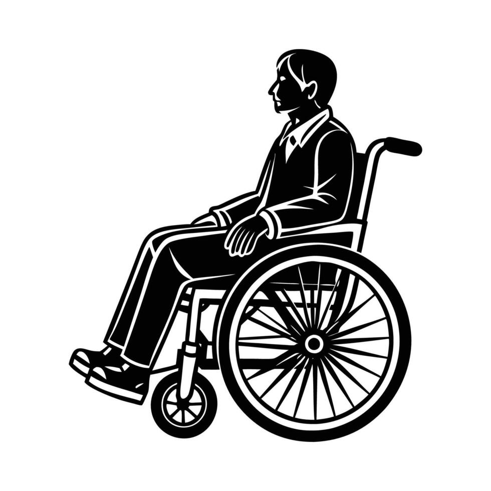 A silhouette Person in Wheelchair - Disability Support, Accessibility Concept vector