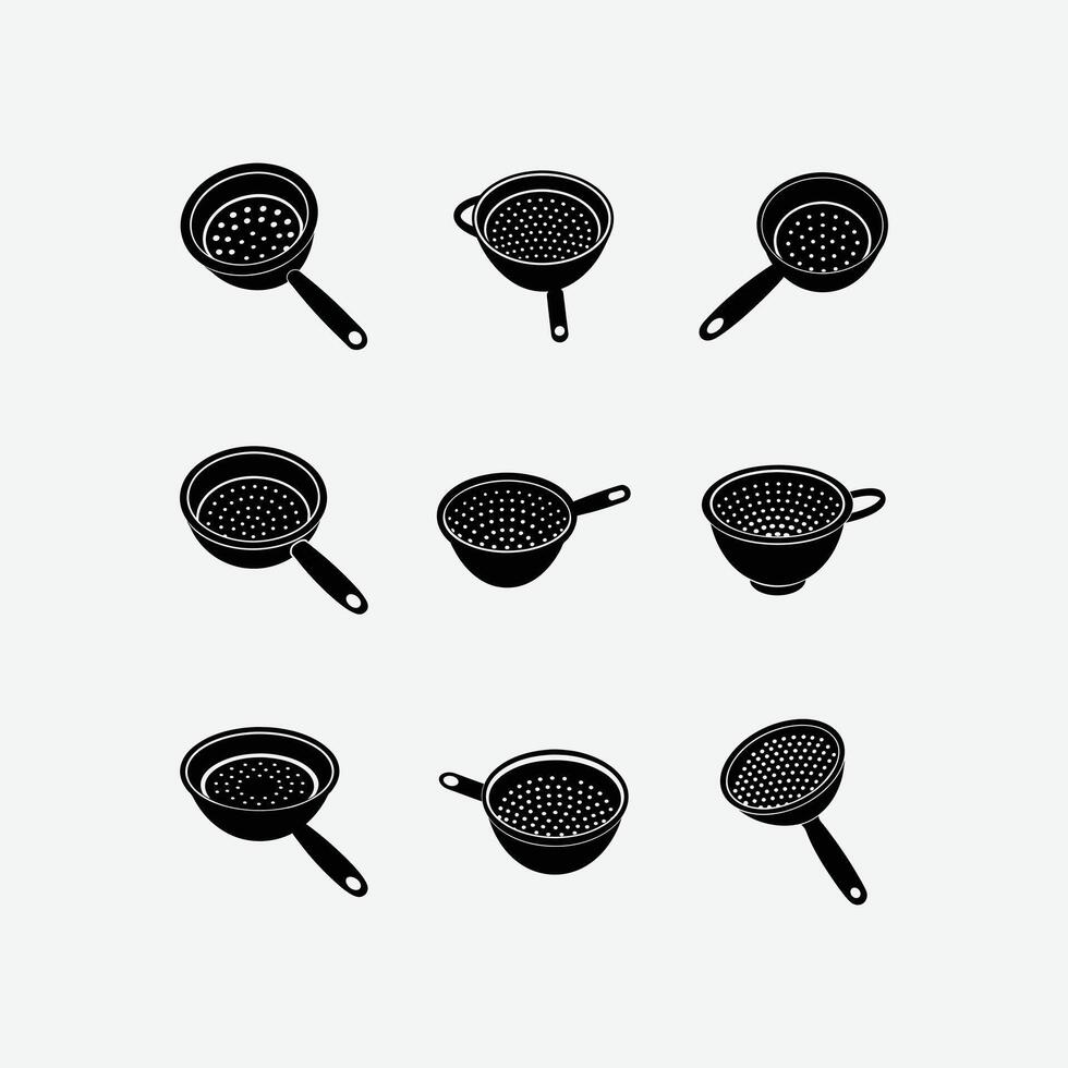 Explore this kitchen element bundle, complete with silhouettes, line art, and cartoon clipart for creative projects. vector
