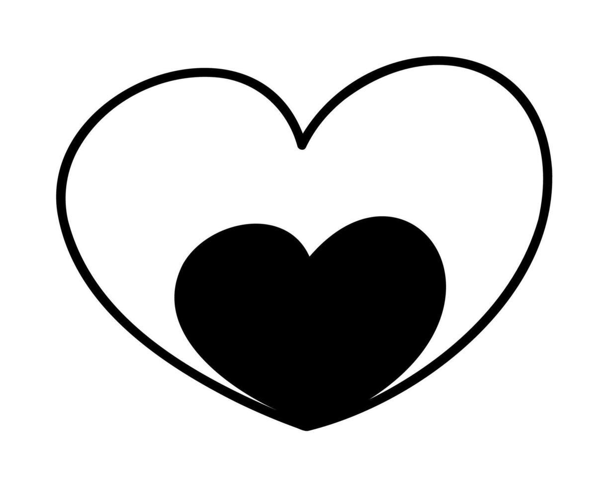 Double hand draw heart. Clip art doodle illustration. vector