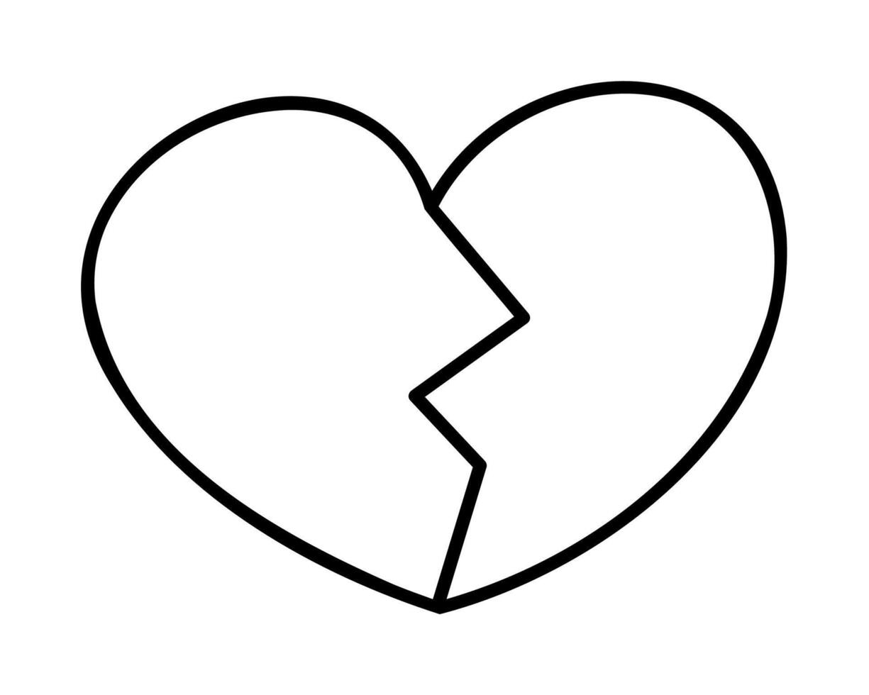 Cracked heart doodle. Clip art hand draw illustration. vector