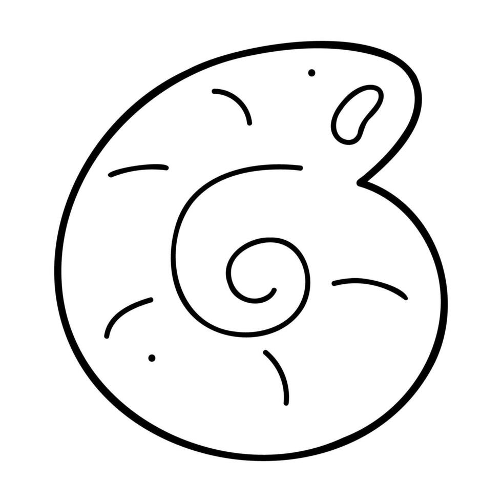 Cute seashell in white and black. Doodle clip art for your projects. vector