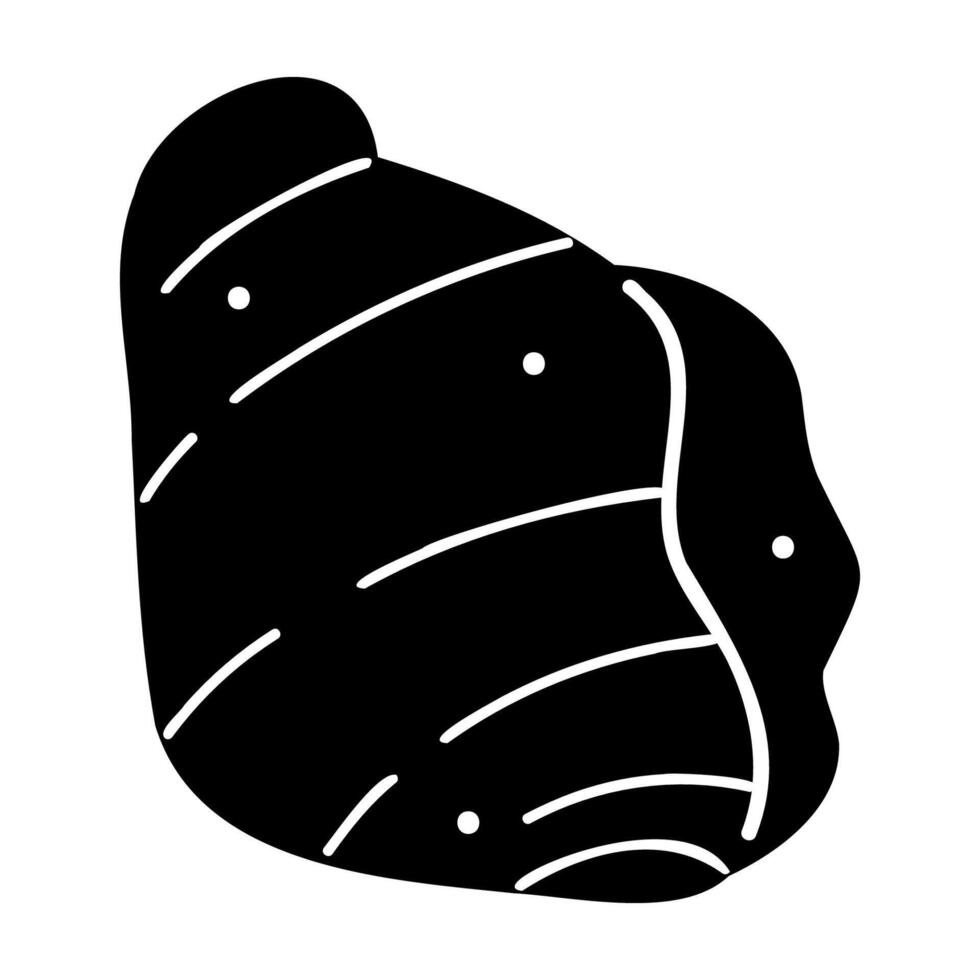 Doodle clip art seashell in black and white colors. Illustration for your projects. vector