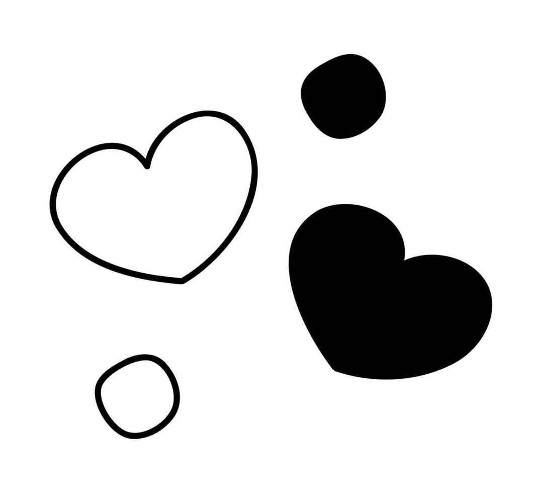 Two hearts and spots. Clip art hand draw illustration. vector