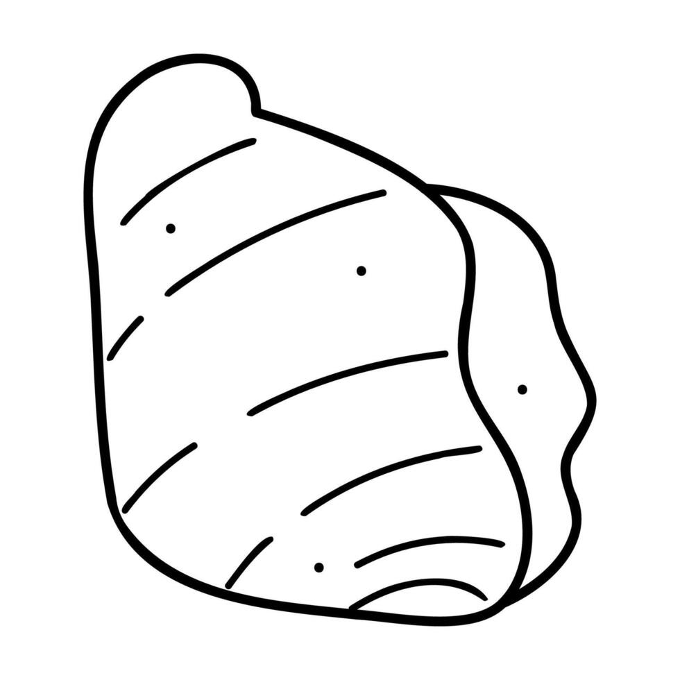 Doodle clip art seashell in white and black. Illustration for your projects. vector