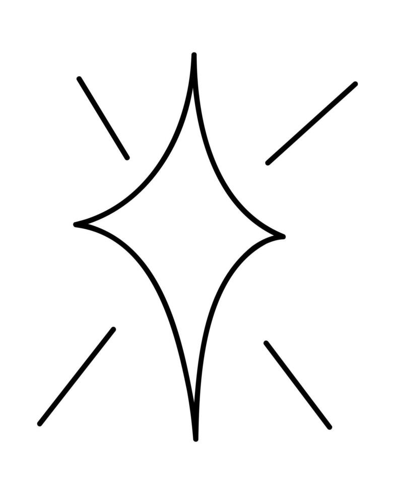 The four-pointed star seems to shine. Clip art doodle illustration. vector