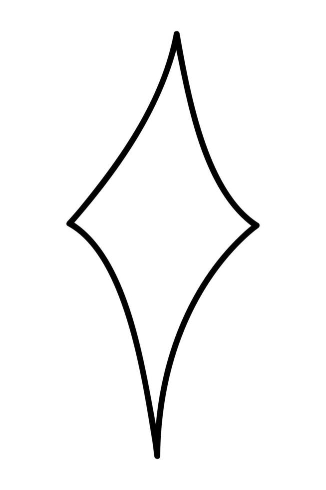 A narrow four-pointed star. Clip art doodle illustration. vector