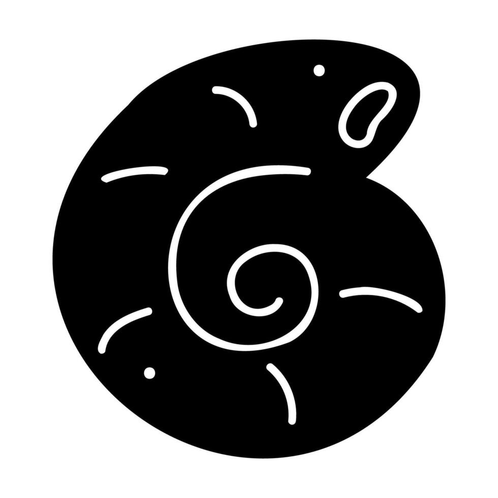Cute seashell in black and white colors. Doodle clip art for your projects. vector