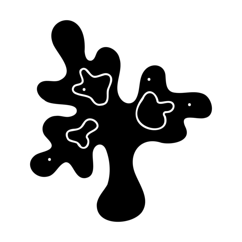 A small one coral in black and white colors. Doodles clip art for your projects. vector