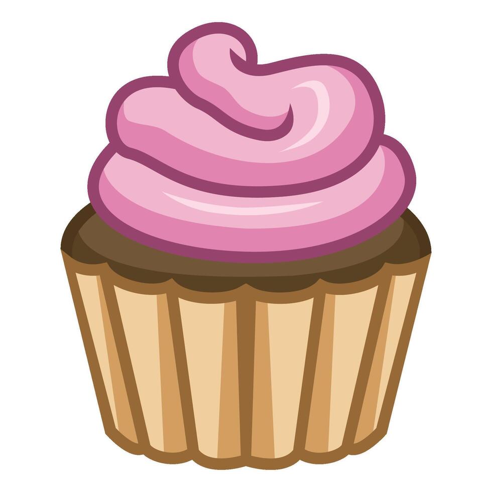 Delicious cupcake with pink frosting vector