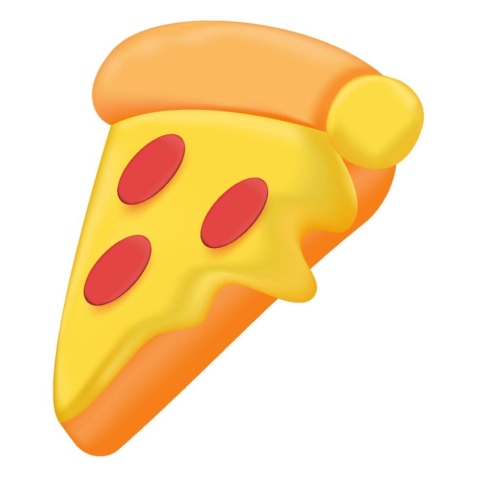 3D Pizza slice on white background vector