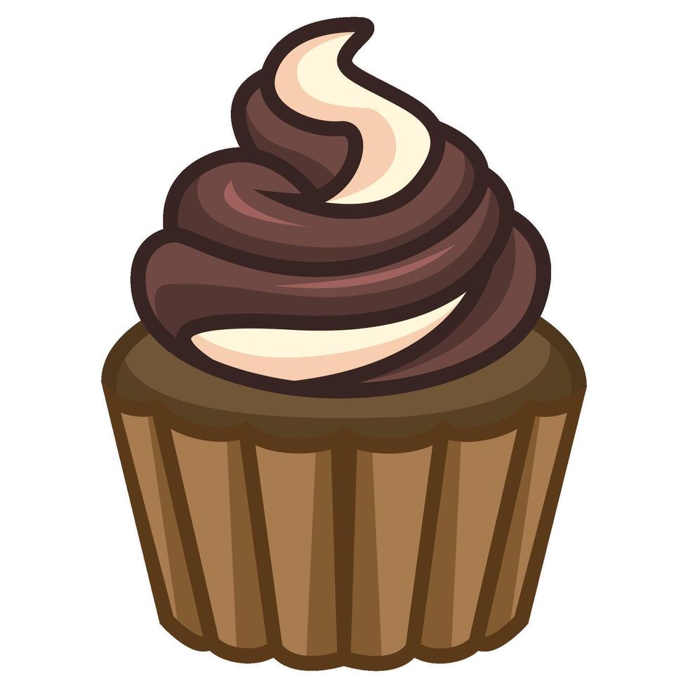 Delicious chocolate cupcake on white background vector