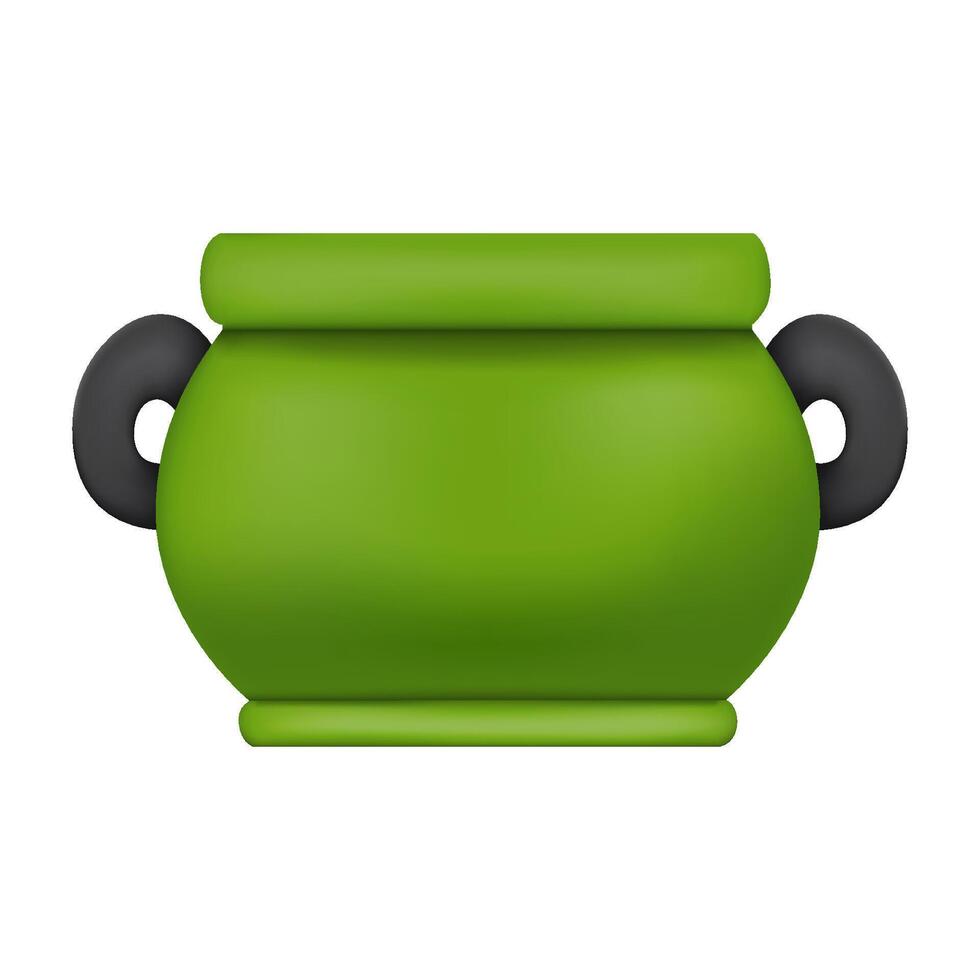 3D green cauldron on white background vector