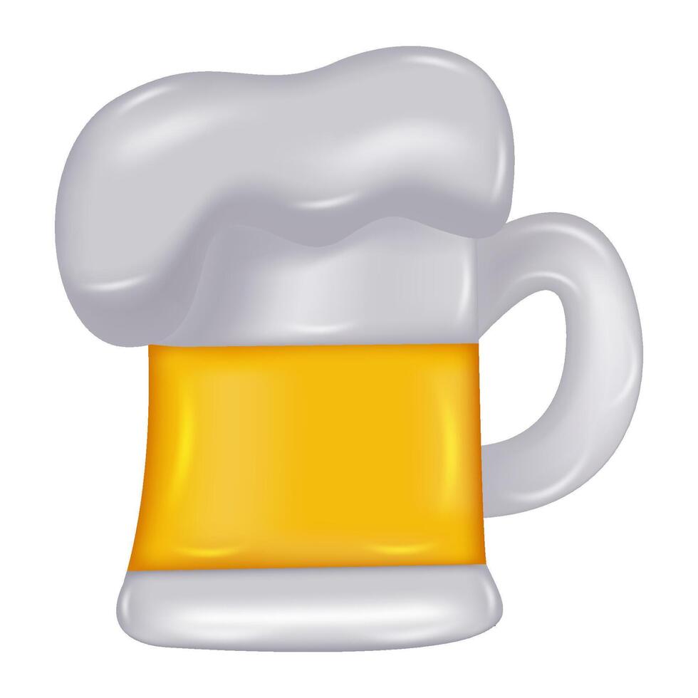 3D Beer mug on white background vector