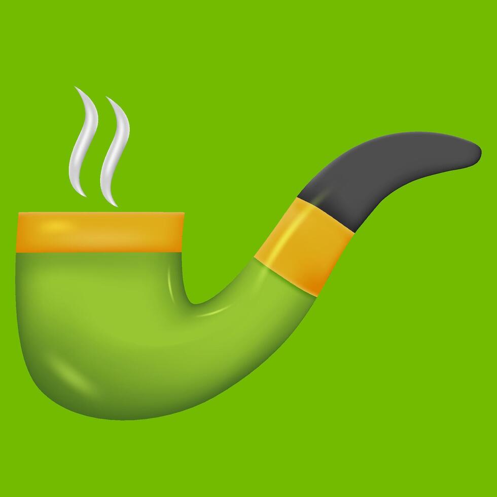 3D Smoking pipe on white background vector