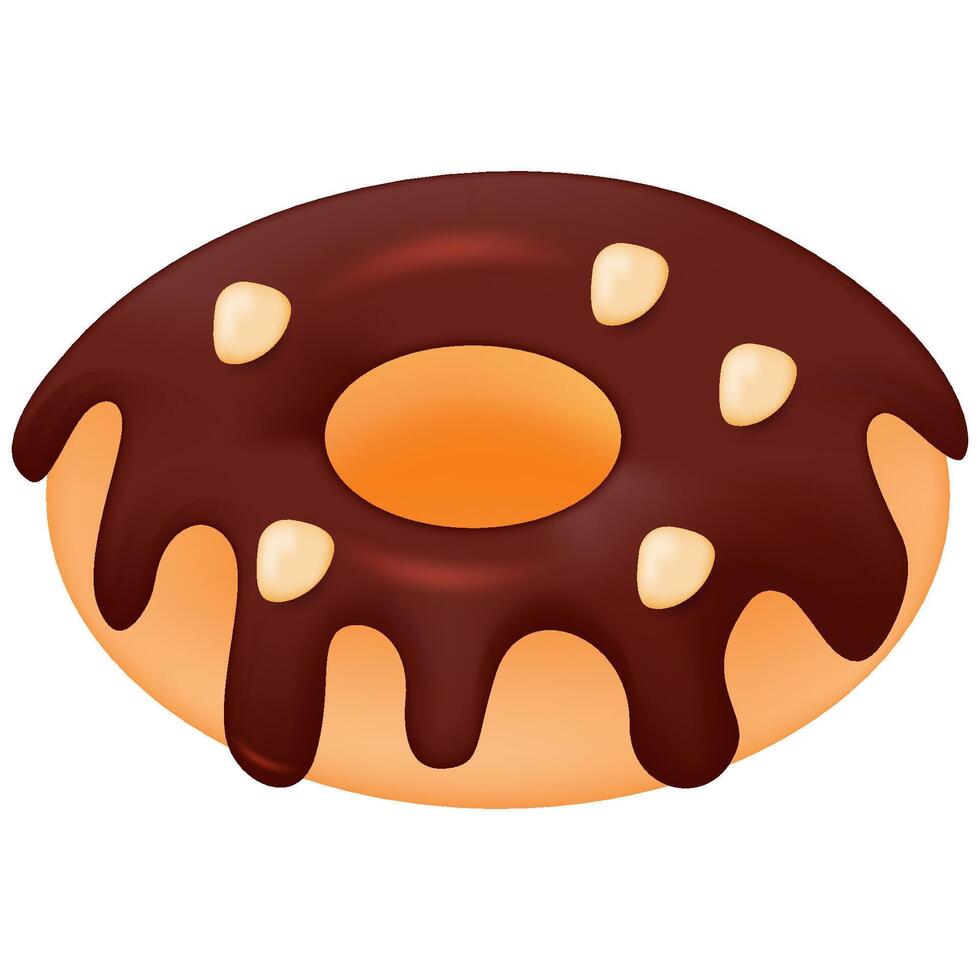 3D Chocolate donut on white background vector