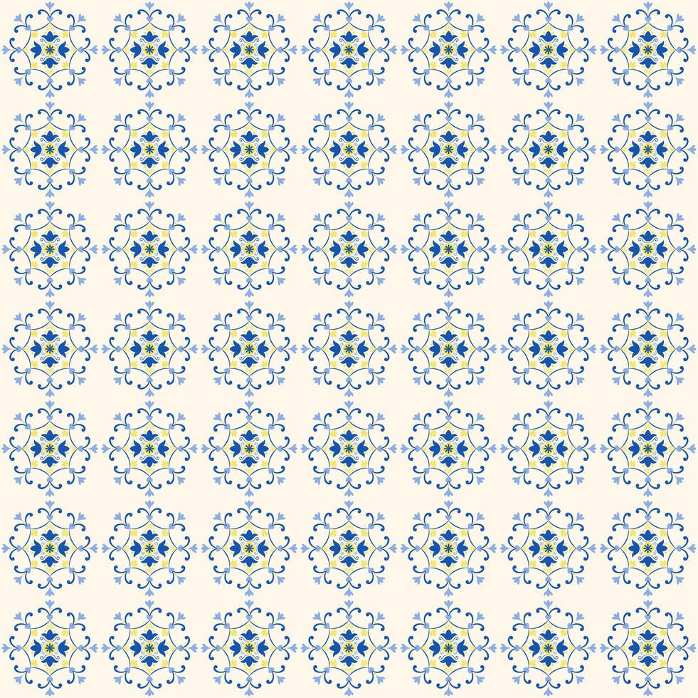 Mediterranean design tile seamless pattern. Greek ornament. Ceramic motif, patchwork, mosaic vector